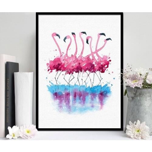 Northern European-Style Cartoon Animal Picture Flamingo Hotel restaurant Living Room Childrens Room Decorative Painting Poster