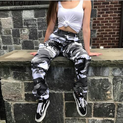 Military camouflage dance punk pants streetwear dance punk pants elastic waist High Street Loose Full Length sexy AA3481 a