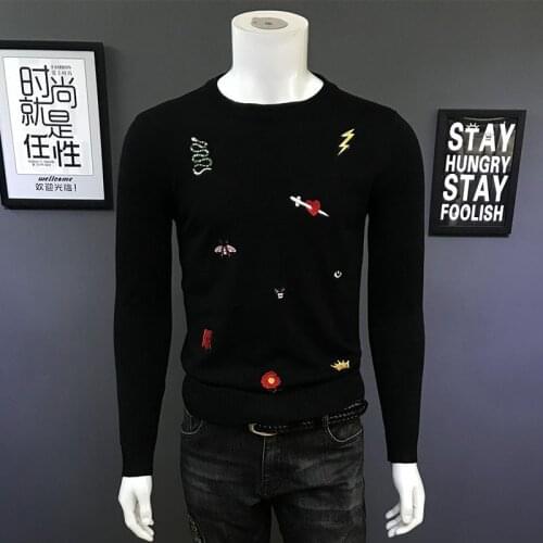 Autumn Winter Runway Luxury 2021 New 3D Colour Letters Knitting Sweaters Mens O-neck long sleeve Pullover Korean Tops