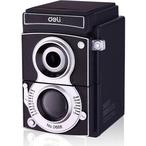 Retro camera cute Pencil Sharpener deli 0668 Light and shadow adjustable thickness hand roll pencil sharpeners free shipping