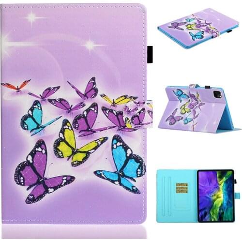 Cartoon Pattern Auto Sleep Wake UP Smart Cover with Pencil Holder for iPad Pro 11 2020/Pro 11 2018 TPU+PU Leather Case+Pen