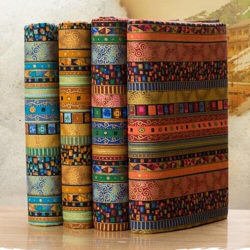 Vintage Ethnic Bohemian Style Cotton Printed Fabric Boho for DIY Handmade Doll Clothes by the Meter