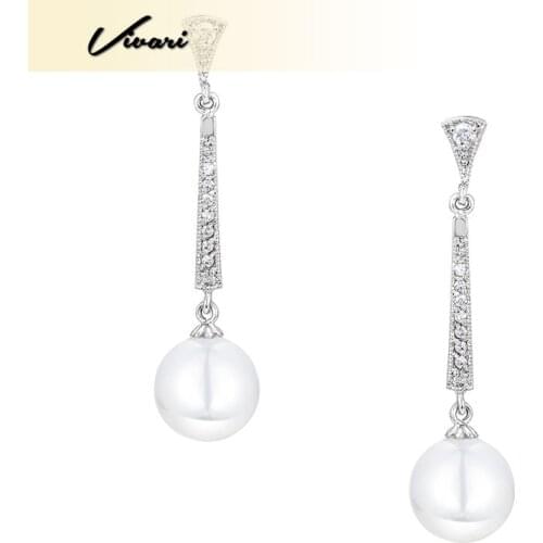 Vivari Fashion Ladies Stainless Steel Pearl Elegant Earrings Pendant Fashion Accessories