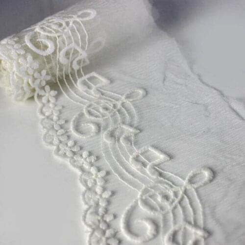 Cotton Lace Trim White Musical Note Pattern DIY Your Own Style For Women Wedding Dress Decoration 10 cm width 20 yards/lot