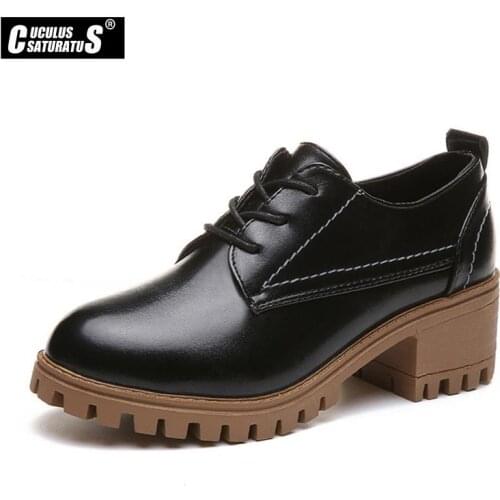Cuculus 2021 Spring Autumn Thick Soled Oxfords Women Shoes Woman Casual PU leather Vintage Classic ladies Femme Chaussure 1131