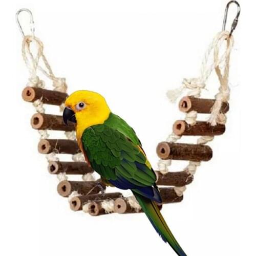 1PCS Parrot Swing Toy Pet Birds Solid Wood Climbing Ladder Hanging Rope Decoration Parrot accessories vogel speelgoed