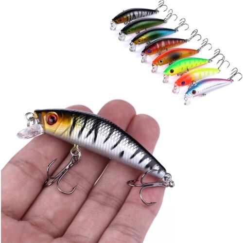 1PCS Minnow Fishing Lure 3D Eyes 7cm For Fishing Crankbait Wobbler Artificial Hard Bait Three Anchor Hook Fishing Tackle