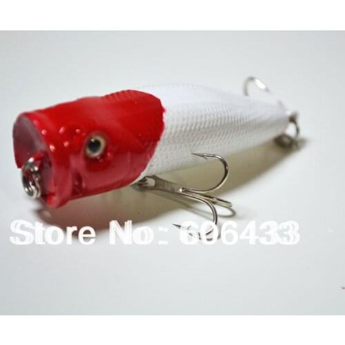 10PCS Fishing fish Popper red head lure hook baits 7.5cm 10.5g F0001