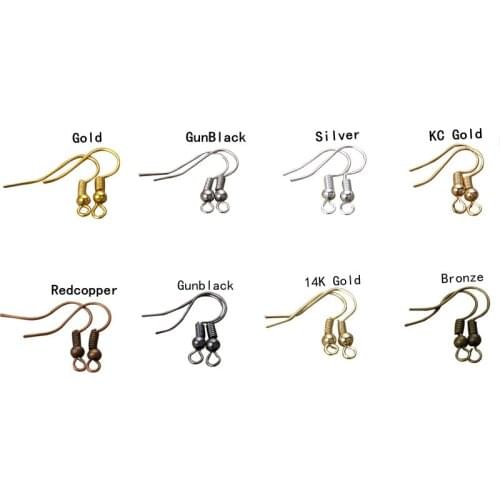 100Pcs Gold Silver Bronze Gun Black Plated Hook Ear Wires Hooks Earrings For DIY jewelry Findings components Accessories