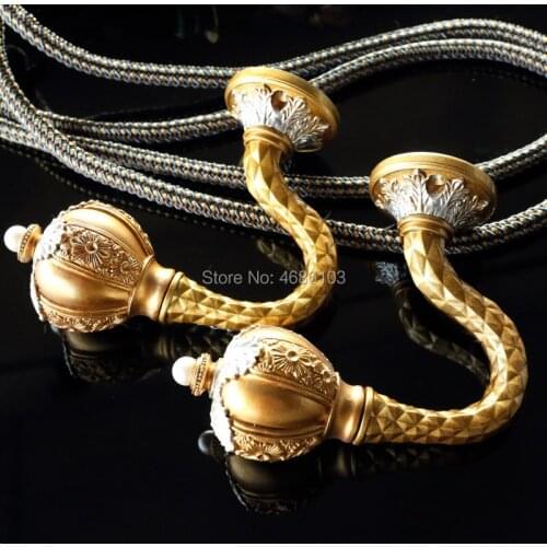 High-grade Gold color curtain hooks for villas curtain tieback hook holders for curtains decorative hook Window accessories