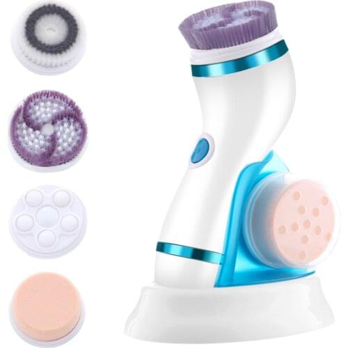 4 IN 1 Electric Face Cleaners Facial Cleansing Brush Pore Ceaner Skin Deep Cleaning Spin Brush Face Spa Facial Beauty Massager