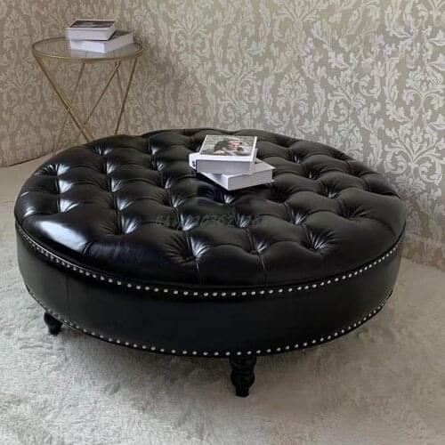 European Style Sofa Big Round Leather Stool Clothing Store Cloakroom Household Shoes Changing Stool Fashion Shoes Store Shoes