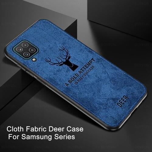 Case for samsung galaxy a12 fabric deer cloth phone cases for samsung galaxy a50 a70 back cover tpu soft edge protective coque