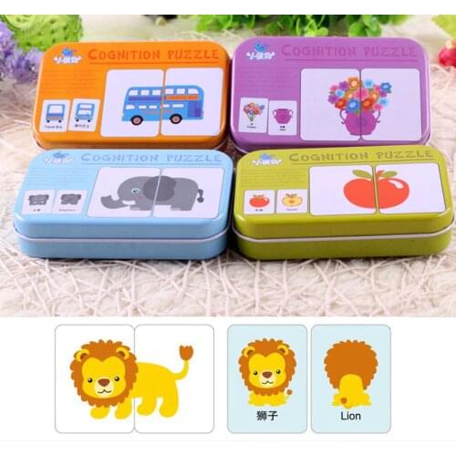 Baby kids Cognitive Cards Montessori Materials Animal Fruit Chinese English Learning Books Puzzles Education Toys For children