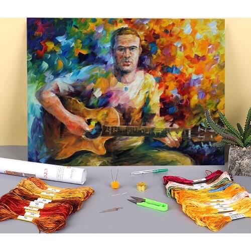 Oil Painting Style Musician Printed 11CT Cross Stitch Full Kit Embroidery DMC Threads Knitting Handiwork Different