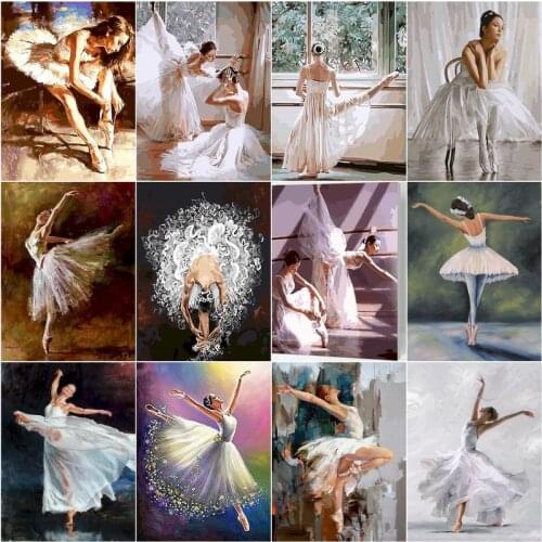 GATYZTORY Ballet Dancer DIY Painting By Numbers Figure Oil Painting HandPainted Canvas Oil Paintings For Living Room Decor