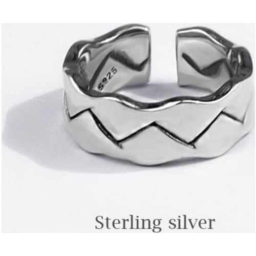 Season Gate 925 Sterling Silver Trendy Punk Personality Creative Mountain Pattern Adjustable Size Open Ring SR140