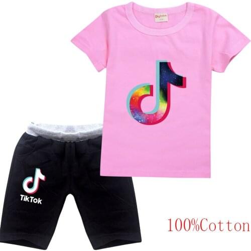 TIK TOK Boys Summer Clothing Set Baby Girl Clothes Kid Cotton T-shirt+pants 2 Pieces Suit For Children Toddler Cartoon Suits