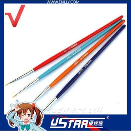 Ustar 90026 Round Brush 4-in-1 set (Size 2/0, 3/0, 4/0 and 5/0) For Scale Model Modeler Craft Tools Coloring Hobby Accessory
