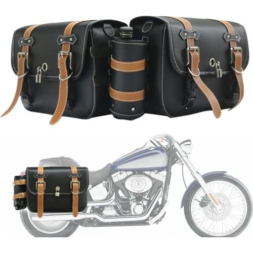 Left Right Universal PU Leather Motorcycle Saddlebag Side Tool Luggage package Saddle for Honda/Suzuki/Kawasaki/Yamaha