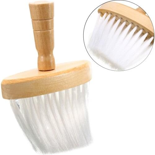 Mayitr 1pc Professional Neck Duster Wooden Handle Barber Wide Neck Duster Brush For Salon Hairdressing Hair Cutting Tool
