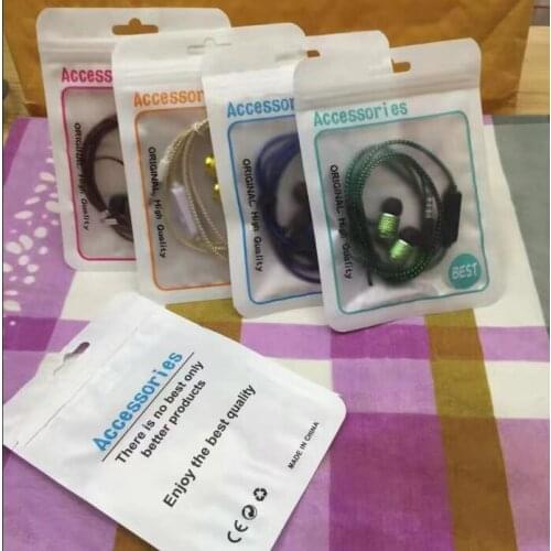 Zipper Plastic OPP poly Bag Retail Box for Stereo Earphone Headphone audio Headphones Earbuds DHL Free Mix Colors and Designs