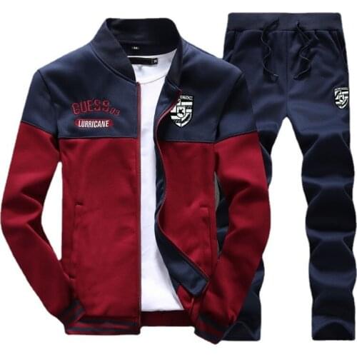 2021 Men Autumn/Winter Tracksuit Sportwear Sets Male Outwear Sweatshirts Patchwork Male Tracksuit Mens Joggers Set Jump Suit