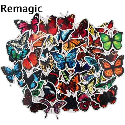 45pcs Monarch butterfly Cartoon scrapbooking Stickers pack Waterproof Skateboard Suitcase Guitar Graffiti decals pasters Kid Toy