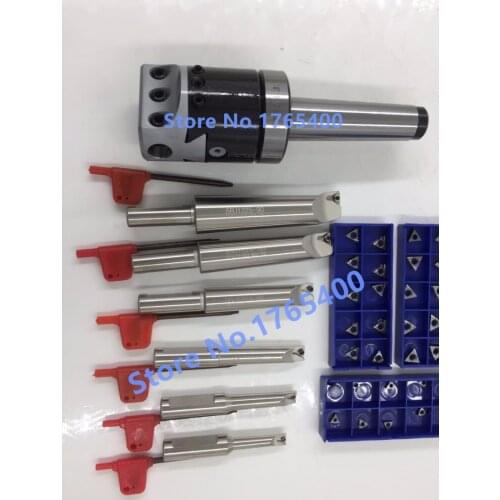 New MT3 M12 & F1 -18 75mm boring head and shank 18mm 6pcs boring bar and 30pcs carbide inserts