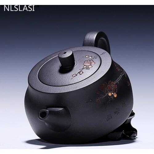 Authentic Yixing Teapot purple clay Teapot Raw ore black mud Customized Master Handmade Boutique Chinese Tea set 260ml