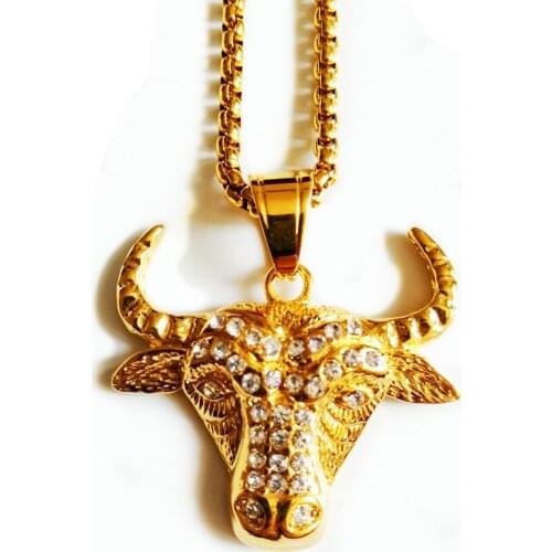 Hiphop cattle Bulls Necklace Hip Hop Men Jewelry Cool Gift Gold Color Chain Big Pendant Necklaces Mens jewellery Collier