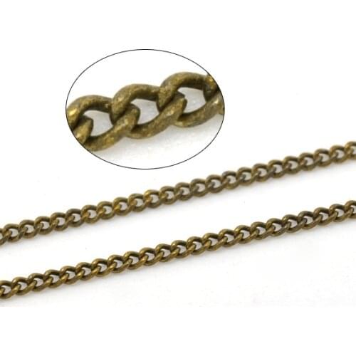 Lovely Antique Bronze Link-Soldered Curb Chains Findings 2x1.5mm, sold per lot of 10M (B15096)