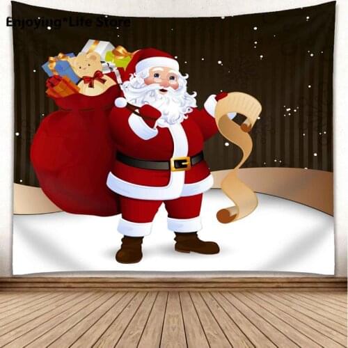 Christmas Home decor Santa Claus Xmas Art Home Wall Hanging Tapestry Wall Ornamentation Christmas Wall Decor Square Tapestry