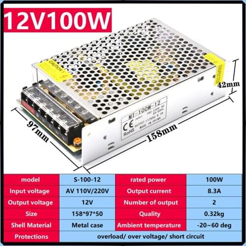 DC stabilized Power Supply Lighting Transformers Power Supply Adapter12V 8.5A For CCTV LED Strip Power Supply Adapter