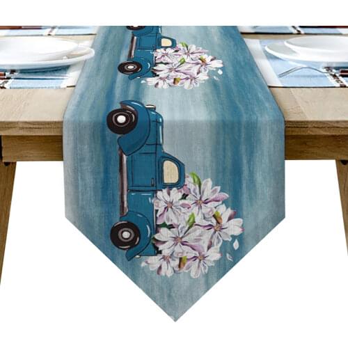 Oil Painting Texture White Magnolia Flower Truck Modern Table Runner Wedding For Party Event Home Decoration Table Accessories