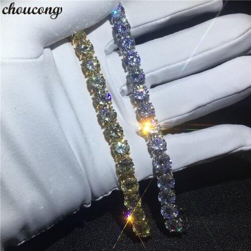 Choucong Handmade Tennis bracelet White Yellow Gold Filled 8mm AAAAA Zircon cz Wedding bracelets for women Fashion Jewerly