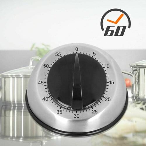 High Quality 1PC Stainless Steel Cooking Wind Up Timer 60-Minute Kitchen Bell Alarm Clockwise Mechanical Countdown Timer
