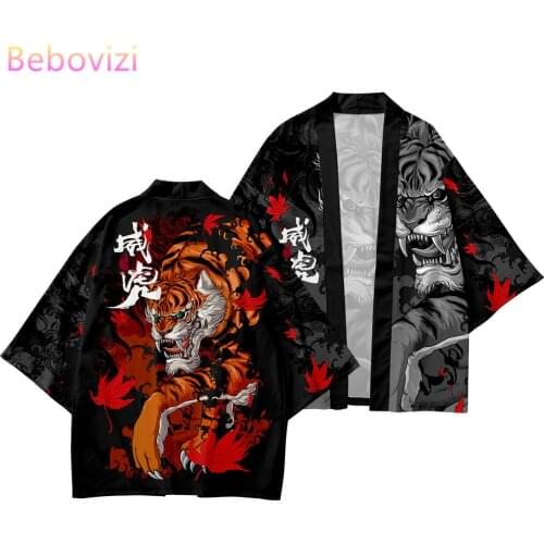 Plus Size 5XL 6XL Tiger Print Beach Japanese Style Kimono Streetwear Men Women Cardigan Cosplay Haori Yukata Harajuku Tops Robe