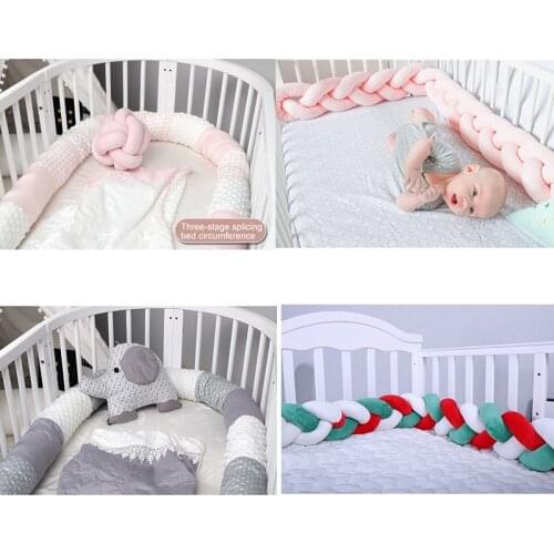 1 2 2.5 3 4M Baby Crib Bumpesr Pigtail Kids Cot Bed Kids Room Decoration Pillow Braid Cushion Bumper for Infant LivingA024