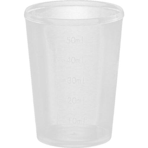 10Pcs 50ml Plastic Laboratory Bottle Lab Test Measuring Container Cups Plastic Liquid Measuring Cups