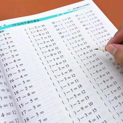 100 Questions A Day, Arithmetic Exercise Book Adding and Subtracting Within 20 to Calculate Childrens School Supplies by Mouth