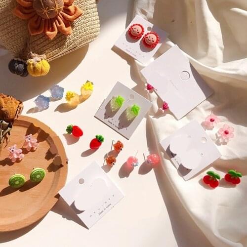 2021 New Korean Cute Earrings Pineapple Series For Women Personality Creative Fruit Earrings Funny Star Flower Stud Earring Gift