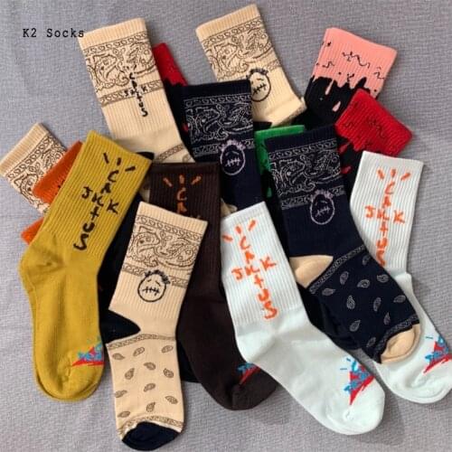 4 Pairs/Lot Personality Grimace Cashew Flower Sockings Cotton Harajuku Fashion HipHop Black Magma Skateboard Men Women Socks