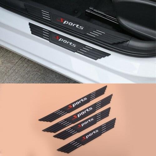 4pcs/Set Flexible Universal Car Door Scuff Plate Sill Cover Panel Step Protector Rubber Strip