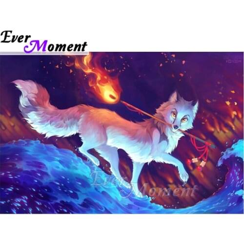 Ever Moment Diamond Painting Handmade White Wolf Fire Arrow Picture Of Rhinestone 5D DIY Mosaic Diamond Embroidery ASF1836
