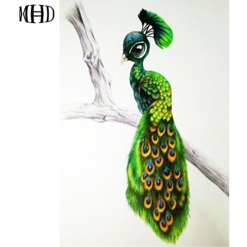 Animal Diamond Painting Peacock Full & Round 3D diy Diamond Mosaic Rhinestone 5D Small Peacock Diamond Embroidery