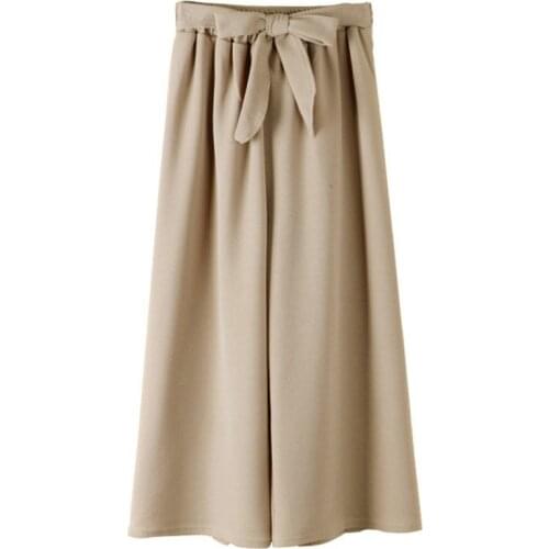 Women Casual Loose Wide Leg Pants Vintage Elastic Waist Trousers Casual Cotton Oversized Solid Long Pants