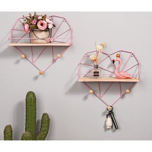 Homelily Nordic Style Home Decor Iron Mesh Wall Shelf Creative Living Room Bedroom Wall Hanging Decoration Storage Shelves