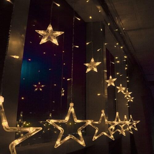12 Stars LED Curtain String Lights Christmas Fairy Lights Garland Outdoor Home For Wedding/Party/Curtain/Garden Decoration