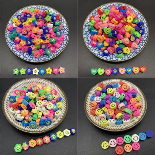 30pcs/Lot 10mm Clay Spacer Beads Smiley Beads Polymer Clay Beads For Jewelry Making DIY Handmade Accessories